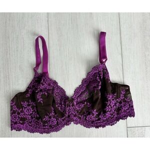 Wacoal Embrace Lace Bra Sz 38C - Brown / Magenta Pink - Floral